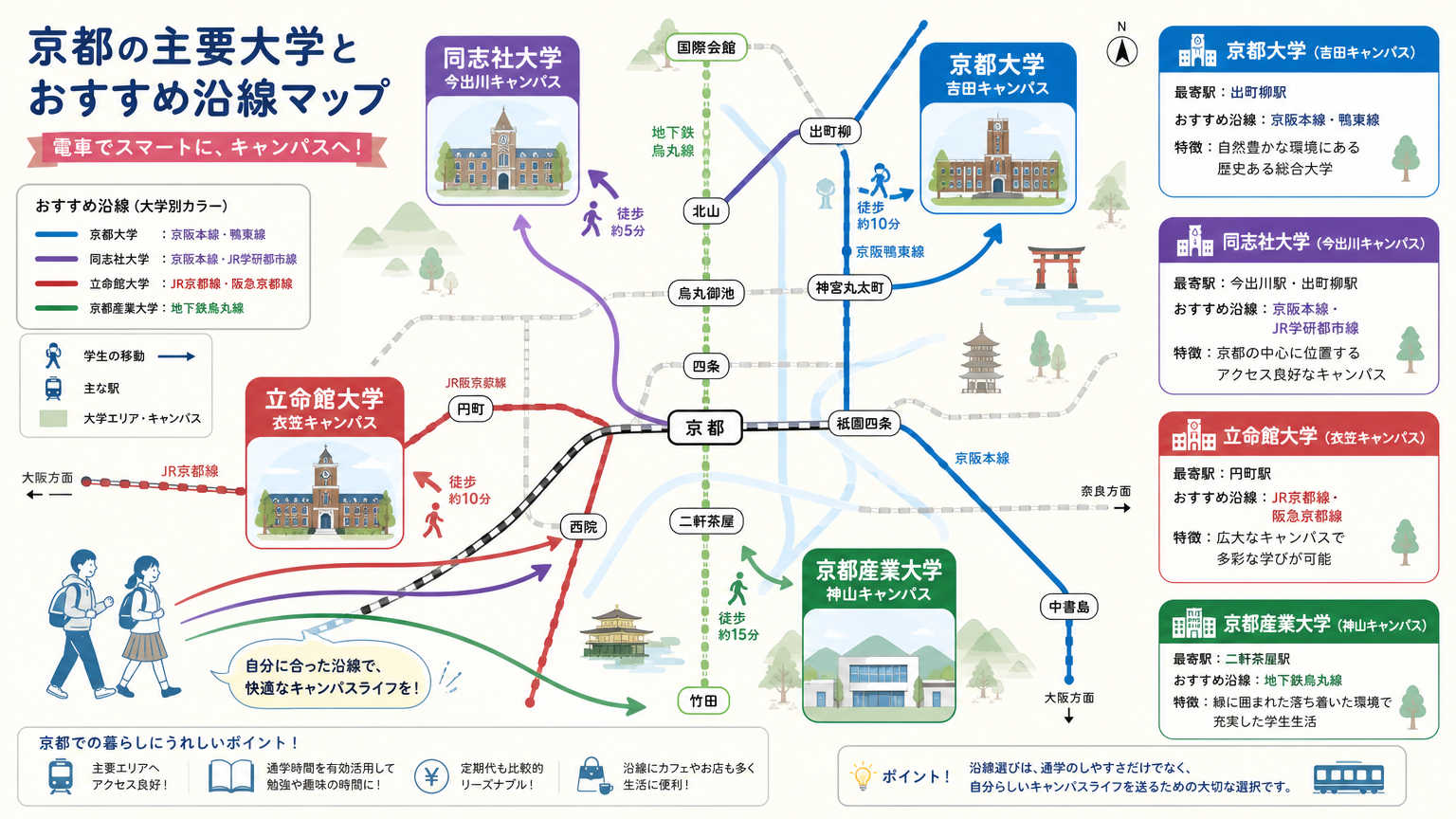 京都主要大学別のおすすめ沿線